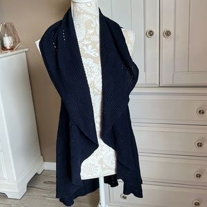 • Ann Taylor Loft navy blue sweater shawl, L/XL •
